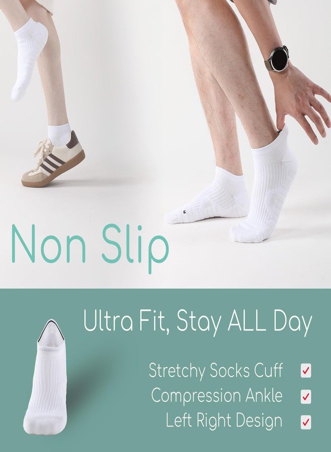 Tactia Running Socks Men Women, Cushion Padded Anti-Blister, Coolmax Moisture Wicking Cooling, Targeted Compression, Ankle Low Cut No Show Walking Hiking Tennis Golf Gym Athletic Socks (Small, White) - Image 4